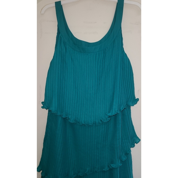 WOMENS TEAL RUFFLE DRESS - Picture 2 of 3